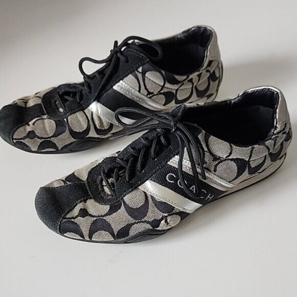 COACH | Jayme Signature C Logo Gray & Black Lace Up Shoes sneakers sz 6.5M - Picture 1 of 4